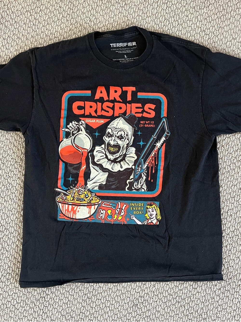 Vintage T Art Crispies Dark Clown Graphic Art Tee Cereal Gore size large